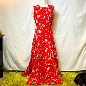 Calvin Klein Sleeveless belted handkerchief dress